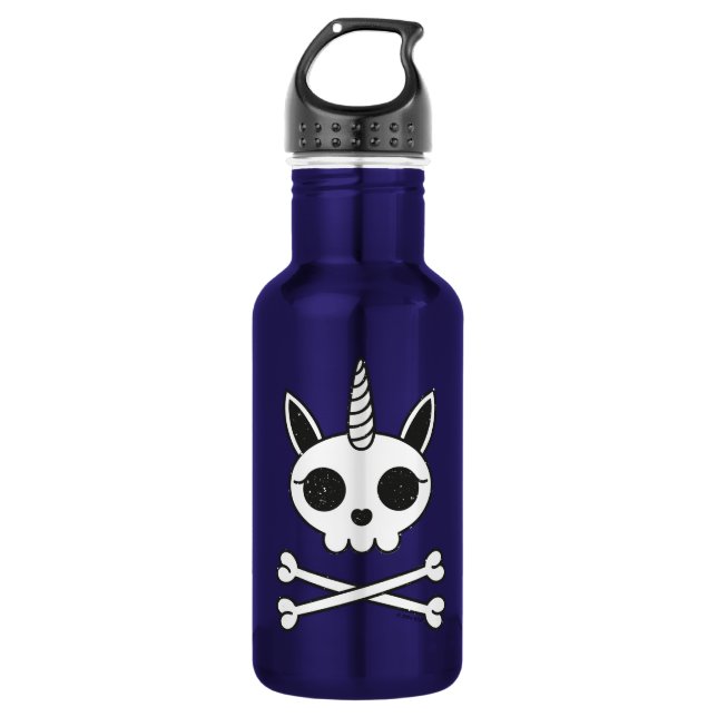 Unicorn Skull and Crossbones 532 Ml Water Bottle (Front)