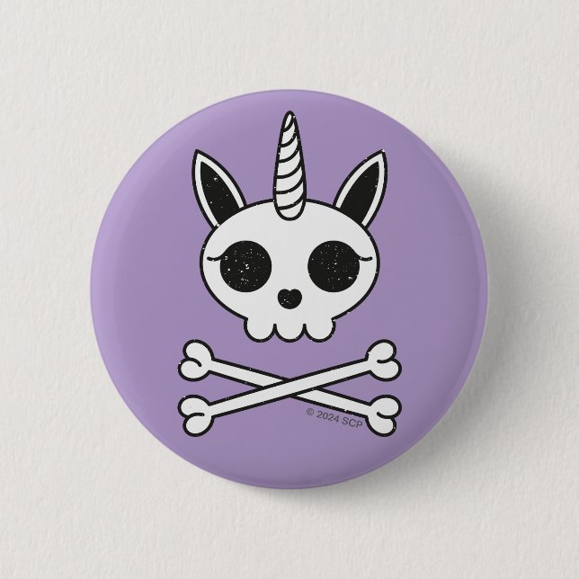 Unicorn Skull and Crossbones 6 Cm Round Badge (Front)