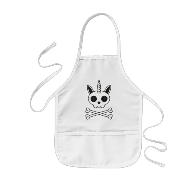 Unicorn Skull and Crossbones Kids Apron (Front)