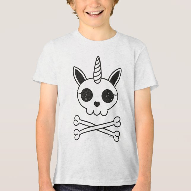 Unicorn Skull and Crossbones Tri-Blend Shirt (Front)