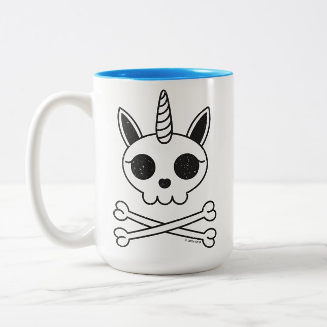 Unicorn Skull and Crossbones Two-Tone Coffee Mug (Left)
