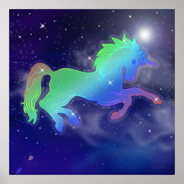 Unicorn Sky | Starry Night Poster (Front)