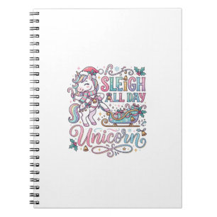 Unicorn Sleigh All Day Unicorn Adorable Sticker an Notebook
