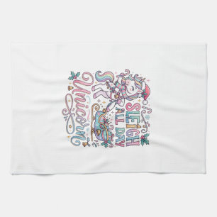 Unicorn Sleigh All Day Unicorn Adorable Sticker an Tea Towel