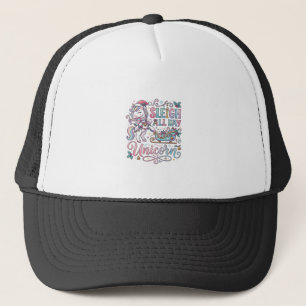 Unicorn Sleigh All Day Unicorn Adorable Sticker an Trucker Hat