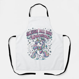 Unicorn Sleigh All Day Unicorn Charming Merch Desi Apron