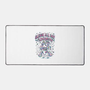 Unicorn Sleigh All Day Unicorn Charming Merch Desi Desk Mat