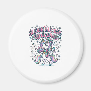 Unicorn Sleigh All Day Unicorn Charming Merch Desi Magnet