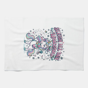 Unicorn Sleigh All Day Unicorn Charming Merch Desi Tea Towel