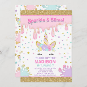 Unicorn Slime Birthday Invitation Slime Party