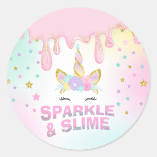 Unicorn Slime Party Favour Tag Sticker Slime Party