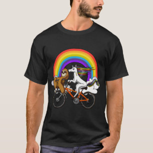 Unicorn Sloth Riding Bicycle T-Shirt