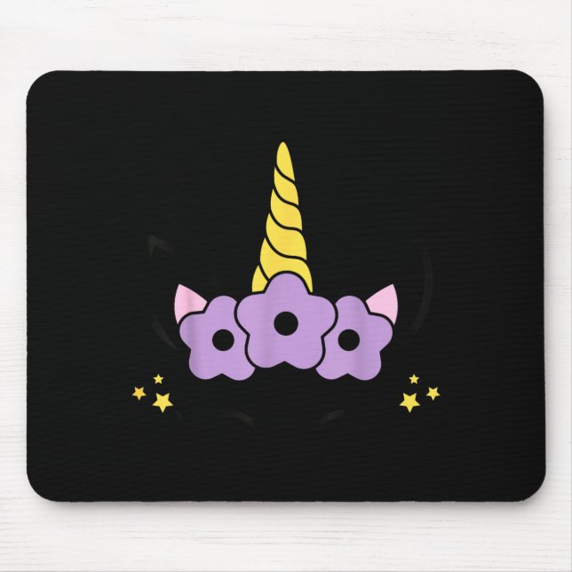 Unicorn Smile Eyelashes Kid Unicorns Flowers Wreat Mouse Mat (Front)