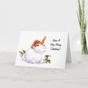 Unicorn Snowman Holiday Card