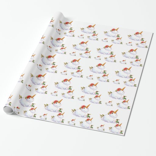 Image of Unicorn Snowman Wrapping Paper
