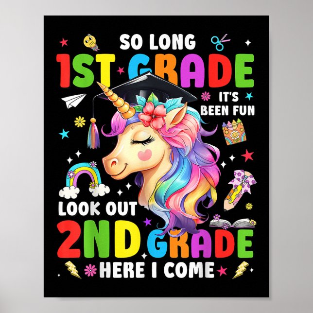 Unicorn So Long First Grade Graduation 2nd Grade H Poster (Front)