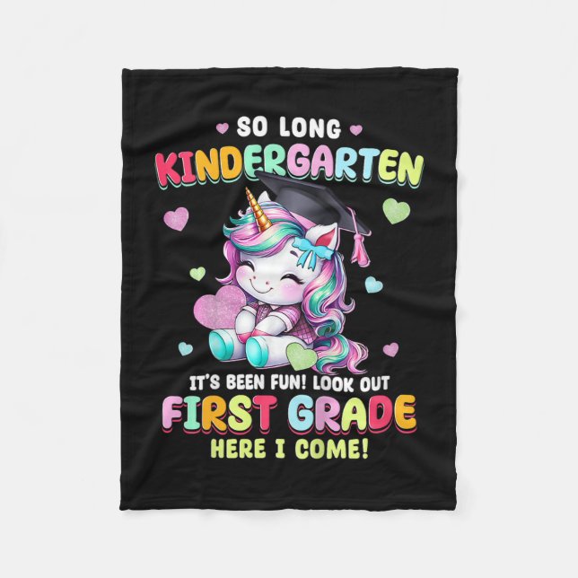 Unicorn So Long Kindergarten Graduation Last Day O Fleece Blanket (Front)