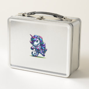 Unicorn Soccer Team Player Tank Top Metal Lunch Box