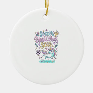 Unicorn Soccer Unicorn Star Cute Ceramic Tree Decoration