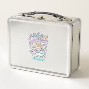 Unicorn Soccer Unicorn Star Cute Metal Lunch Box