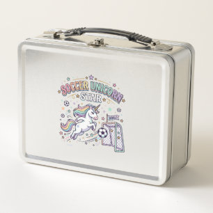 Unicorn Soccer Unicorn Star Funny Vector Design_1 Metal Lunch Box