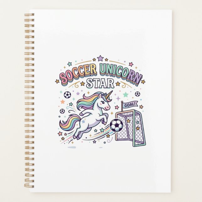 Unicorn Soccer Unicorn Star Funny Vector Design_1 Planner (Front)