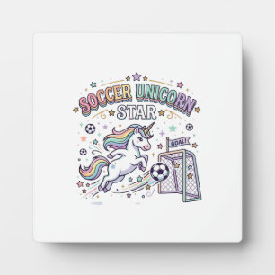 Unicorn Soccer Unicorn Star Funny Vector Design_1 Plaque