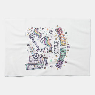 Unicorn Soccer Unicorn Star Funny Vector Design_1 Tea Towel