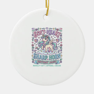 Unicorn Soft Heart Sharp Horn Bold Typography Prod Ceramic Tree Decoration