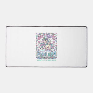 Unicorn Soft Heart Sharp Horn Bold Typography Prod Desk Mat