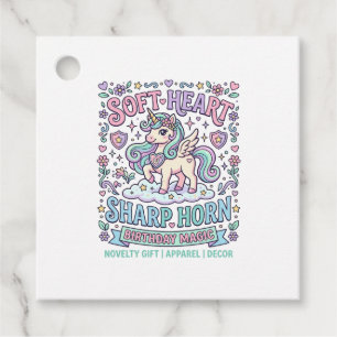 Unicorn Soft Heart Sharp Horn Bold Typography Prod Favour Tags