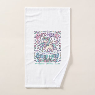 Unicorn Soft Heart Sharp Horn Bold Typography Prod Hand Towel
