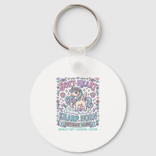 Unicorn Soft Heart Sharp Horn Bold Typography Prod Key Ring