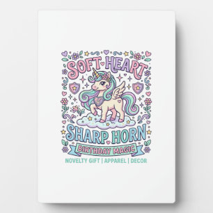 Unicorn Soft Heart Sharp Horn Bold Typography Prod Plaque