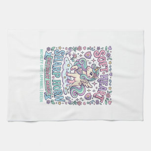 Unicorn Soft Heart Sharp Horn Bold Typography Prod Tea Towel