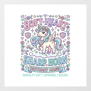 Unicorn Soft Heart Sharp Horn Bold Typography Prod Window Cling