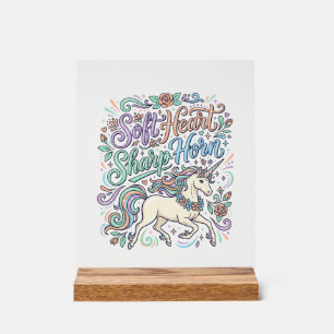 Unicorn Soft Heart Sharp Horn White Background Typ Acrylic Sign