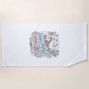 Unicorn Soft Heart Sharp Horn White Background Typ Beach Towel