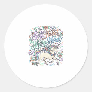 Unicorn Soft Heart Sharp Horn White Background Typ Classic Round Sticker