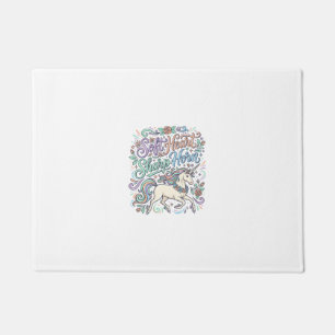 Unicorn Soft Heart Sharp Horn White Background Typ Doormat