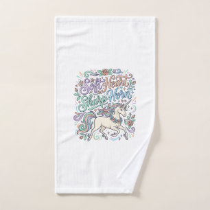 Unicorn Soft Heart Sharp Horn White Background Typ Hand Towel