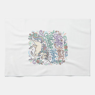 Unicorn Soft Heart Sharp Horn White Background Typ Tea Towel