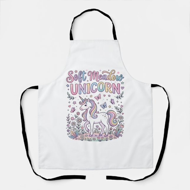 Unicorn Soft Meadow Unicorn Adorable Vector Design Apron (Front)