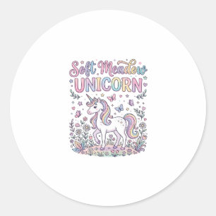 Unicorn Soft Meadow Unicorn Adorable Vector Design Classic Round Sticker