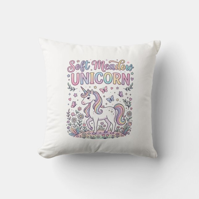 Unicorn Soft Meadow Unicorn Adorable Vector Design Cushion (Front)