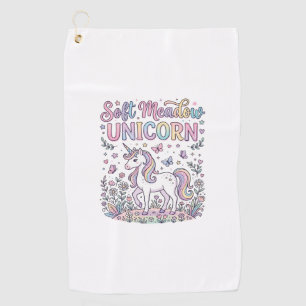 Unicorn Soft Meadow Unicorn Adorable Vector Design Golf Towel
