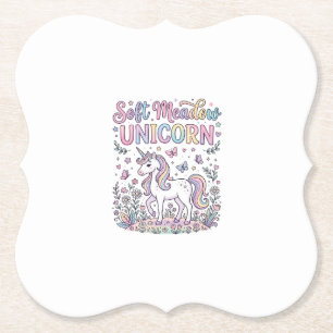 Unicorn Soft Meadow Unicorn Adorable Vector Design Paper Coaster
