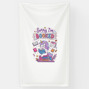 Unicorn Sorry I'm Booked Retro Style Print on Dema Banner