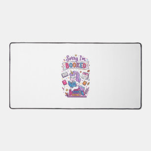 Unicorn Sorry I'm Booked Retro Style Print on Dema Desk Mat