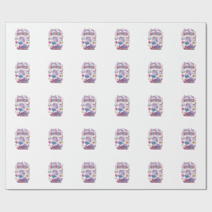 Unicorn Sorry I'm Booked Retro Style Print on Dema Wrapping Paper